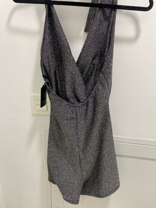 Mono brillante plateado talla única