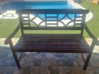 Conjunto mesa y sillas de madera para jardín