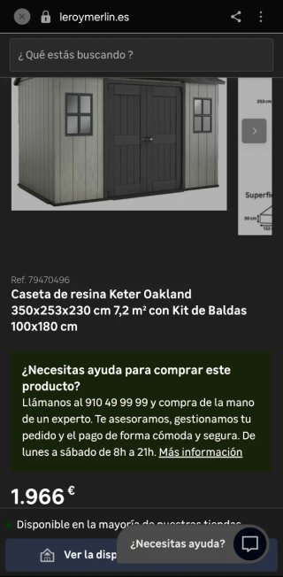 Caseta Keter Oakland Resina 7,2m² + Baldas