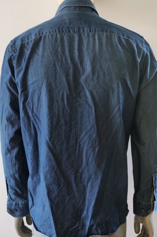 Camisa Jeans Emidio Tucci Azul Lavado Botones Tall