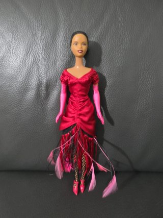 Vestito Barbie rosso con piume