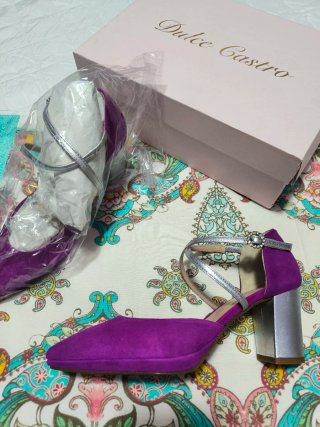 Zapatos tacón buganvilla ante 37 Dulce Castro