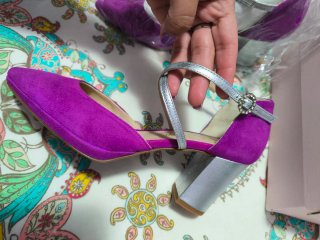 Zapatos tacón buganvilla ante 37 Dulce Castro