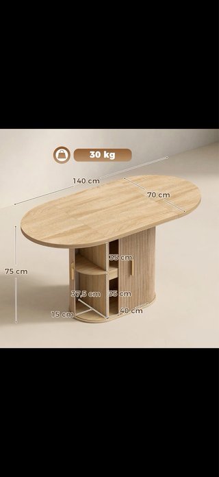 Mesa Comedor Ovalada Madera Sin estrenar!