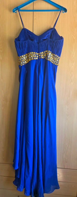 Vestido fiesta largo azul Klein pedrería