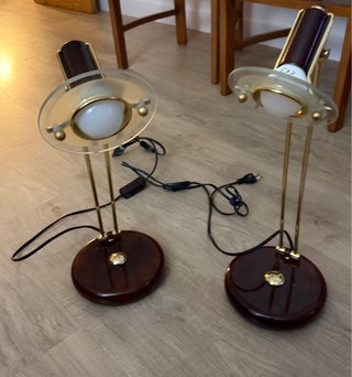 Lámpara de mesa vintage vidrio y metal