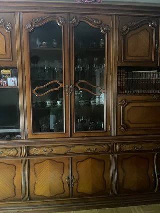 Mueble de salón vintage madera y cristal