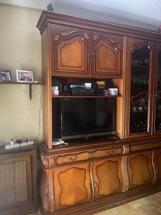 Mueble de salón vintage madera y cristal