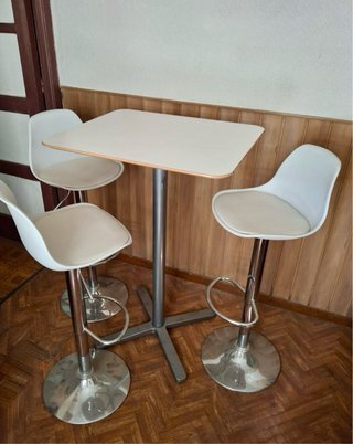 Set Mesa Alta + 3 Taburetes Regulables /tipo Tulip