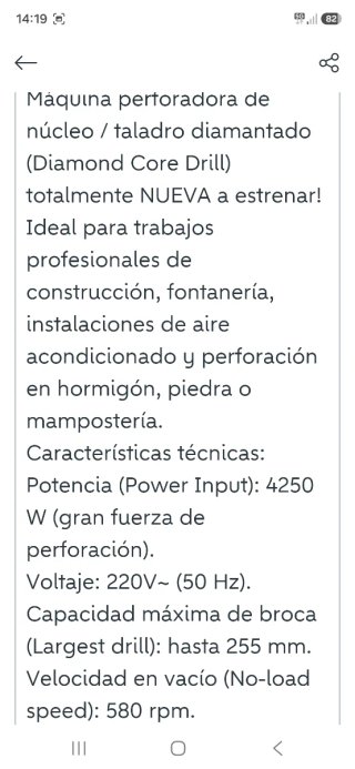 Taladro Diamantado NUEVO 4250W