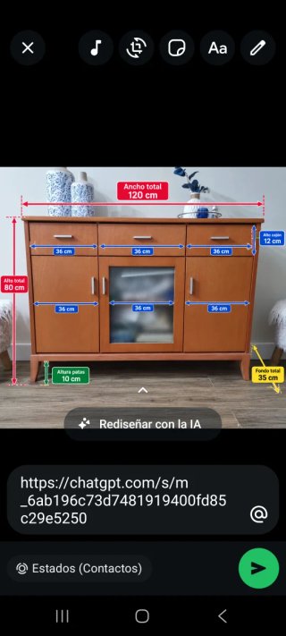 Mueble Comedor Madera y Cristal