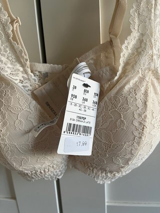 Sujetador encaje Tezenis 90B crema nuevo