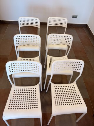 6 Sillas IKEA SANDSBERG Blancas Apilables