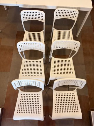 6 Sillas IKEA SANDSBERG Blancas Apilables