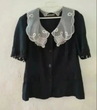 Chaqueta Negra con cuello Peter Pan Chica