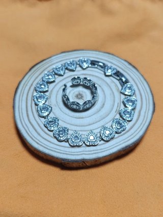 Conjunto Anillo y Pulsera de Acero y Circonitas