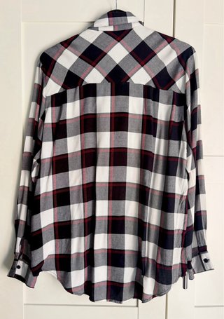 Camisa Zara cuadros tartán perlas Talla L