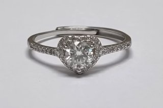 Anillo corazón moissanita 0,50 ct plata S925