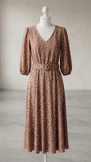 Vestido lunares marrón y rosa