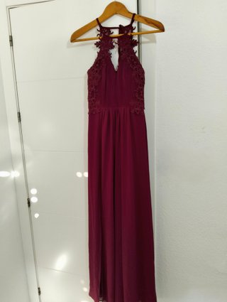 Vestido fiesta granate burdeos largo