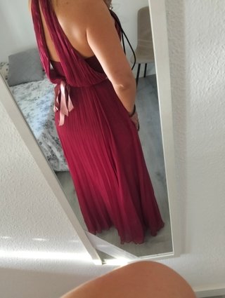 Vestido fiesta largo granate ASOS Talla S