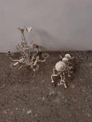 Lámpara de techo de cristal y metal años 40
