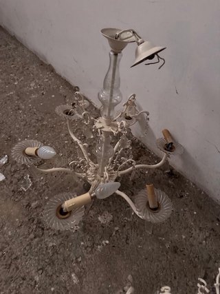Lámpara de techo de cristal y metal años 40