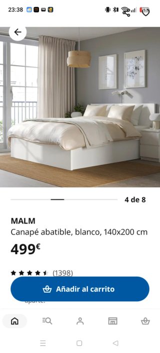 Cama MALM canapé IKEA 140x200 + colchón VALEVAG