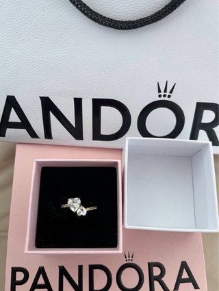 Anillo Pandora Corazones Dobles