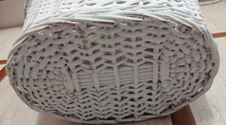 Cesto grande de mimbre y tela