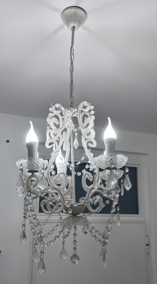 Lampadario Neoclassico Vetro e Metallo 5 luci 2pz