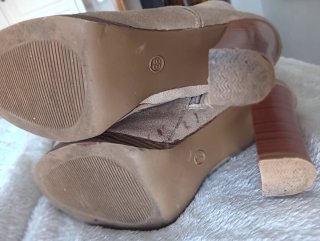 Botines estilo vintage beige con cordones