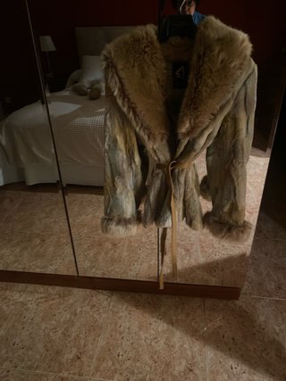 Chaquetón de piel mujer beige/marrón