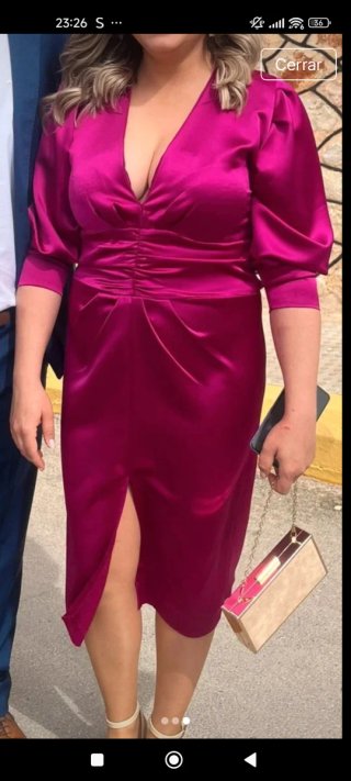 Vestido fiesta rosa satinado