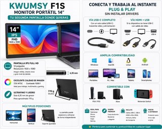 Monitor portátil 14” Full HD IPS Kwumsy F1S Nuevo