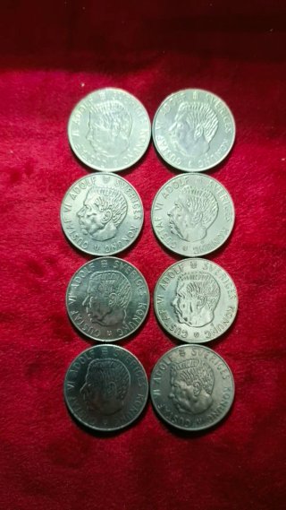 Lote 8 monedas 1 Corona Sueca