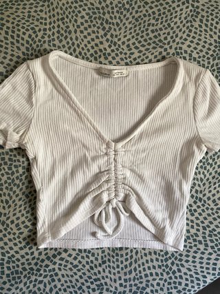 Top blanco Pull&Bear fruncido