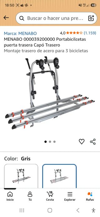 Portabicicletas MENABO para 3 bicis