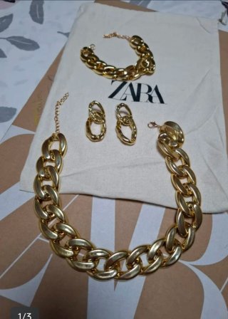 Conjunto eslabones dorados Zara