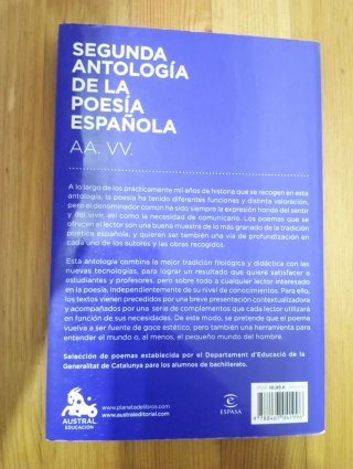 SEGUNDA ANTOLOGÍA DE LA POESÍA ESPAÑOLA, NUEVO!!!