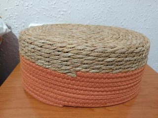 Cesta decorativa tela y yute