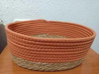 Cesta decorativa tela y yute