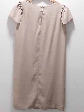 Vestido Zara Beige Cadena Hombros
