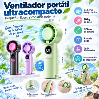 Ventilador Portátil Ultracompacto Recargable