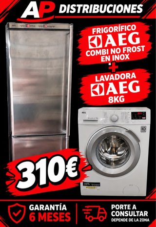 Frigorífico AEG Combi Inox + lavadora 8 kilos A+