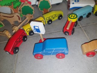Lote tren madera IKEA LILLABO y accesorios