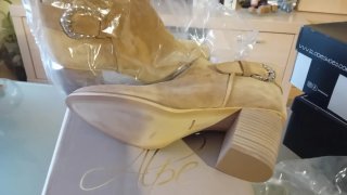 Botines mujer tacón hebilla beige 41