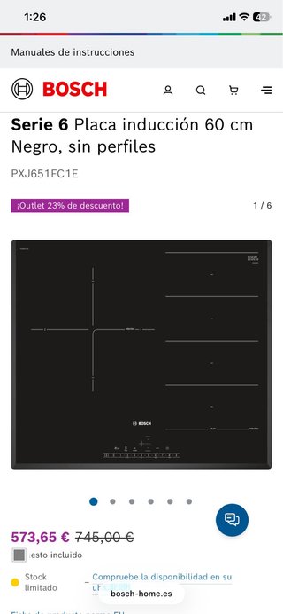 Placa Inducción Bosch Serie 6 PXJ651FC1E ¡NUEVA!
