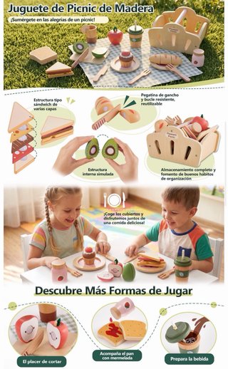 NUEVO! Juego Picnic Madera  Niños