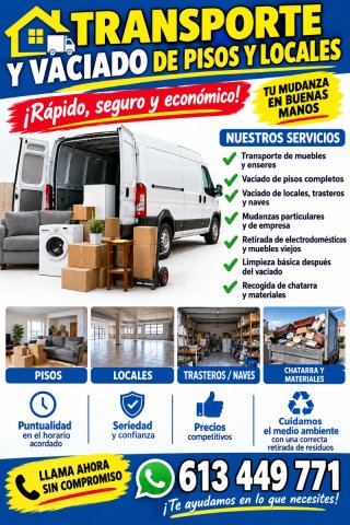 Transporte i vaciar pisos muy baratos.